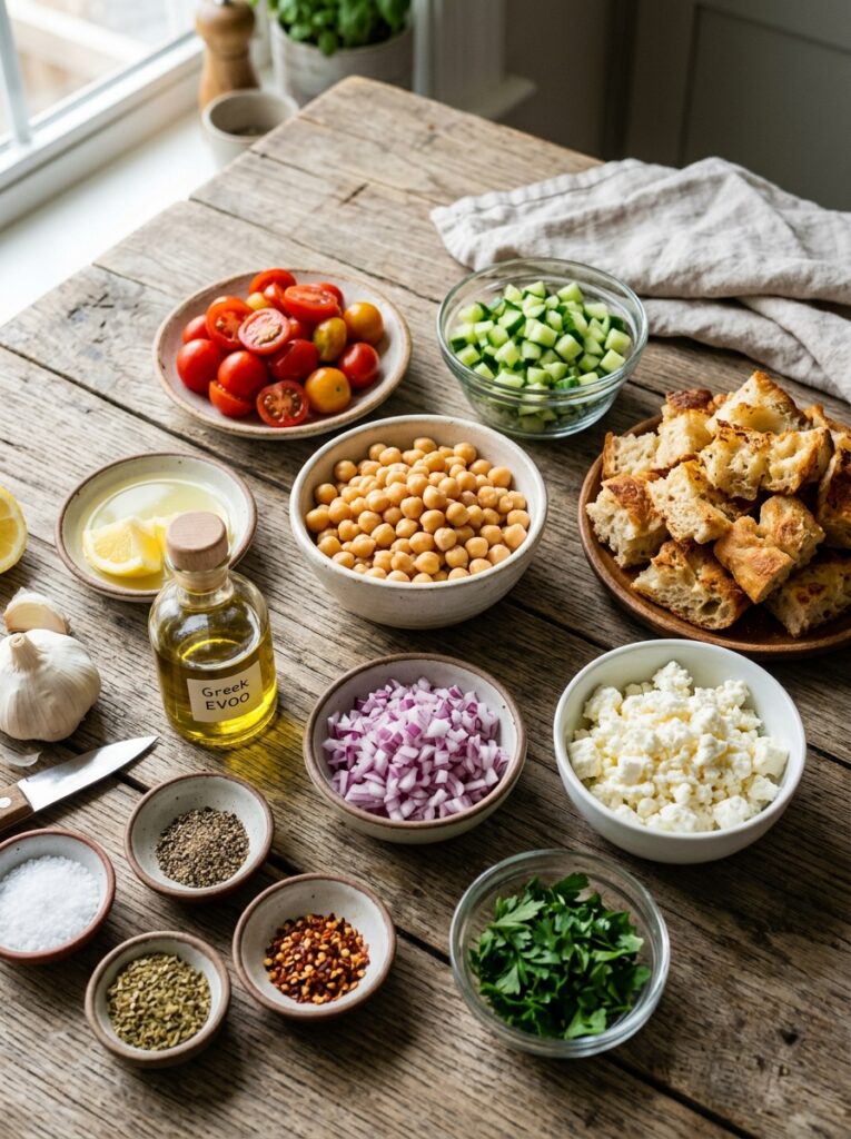 Mediterranean Tomato Chickpea Bread Salad Recipe 13 Ingredients for Mediterranean salad 202605211259
