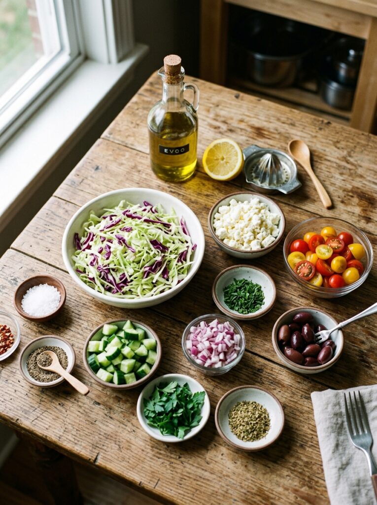 Mediterranean Chopped Cabbage Feta Salad Recipe 13 Ingredients for Mediterranean salad 202605241549