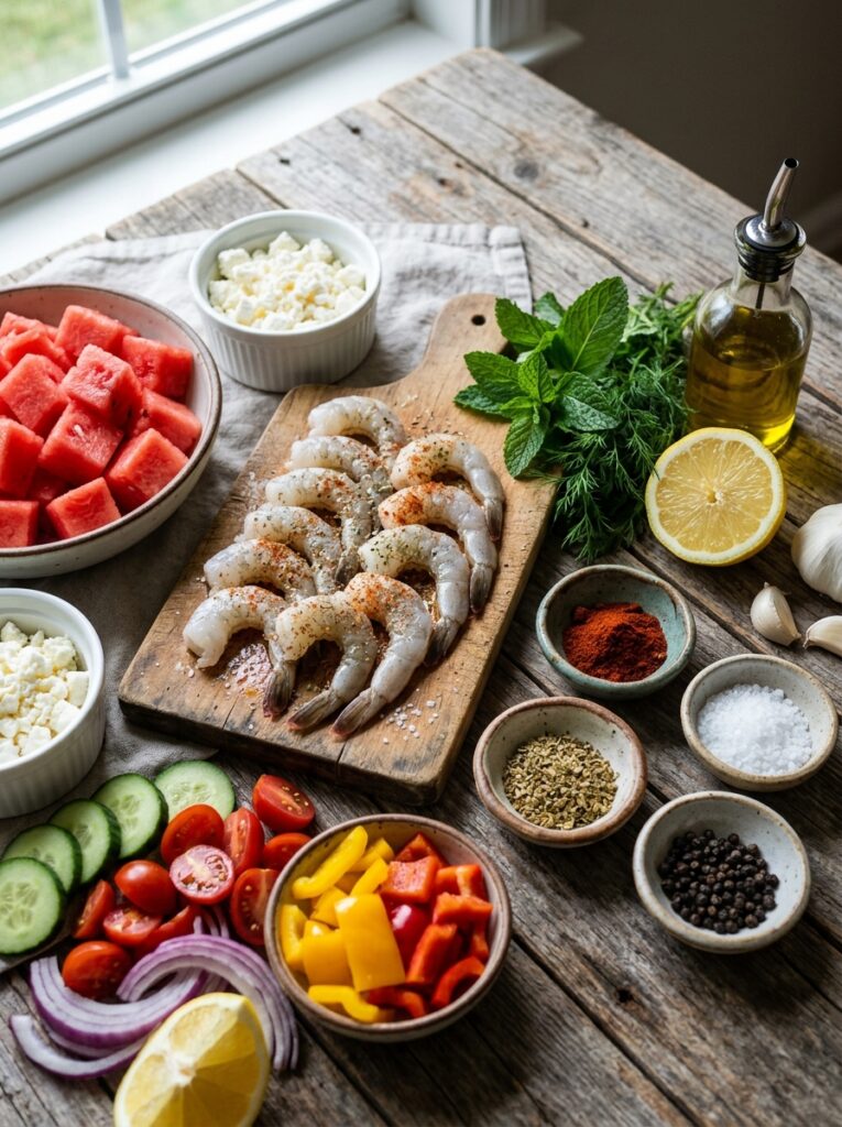 Mediterranean Grilled Shrimp and Watermelon Feta Salad Recipe 13 Ingredients for Mediterranean salad 202605291502