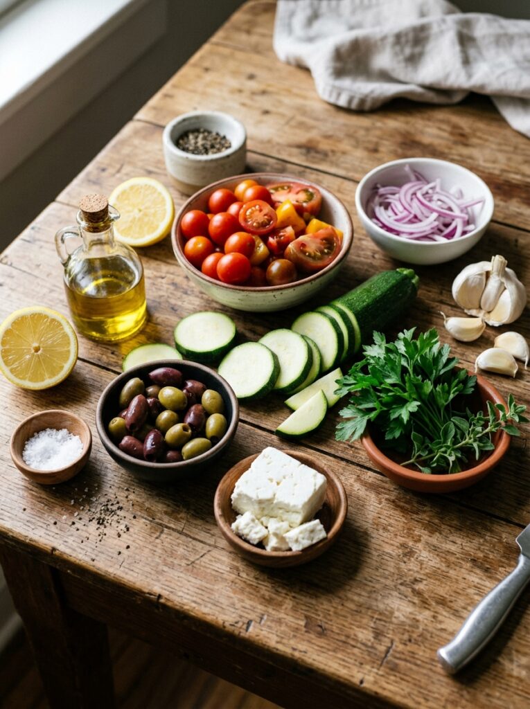 Ingredients for Mediterranean salad 202605311628