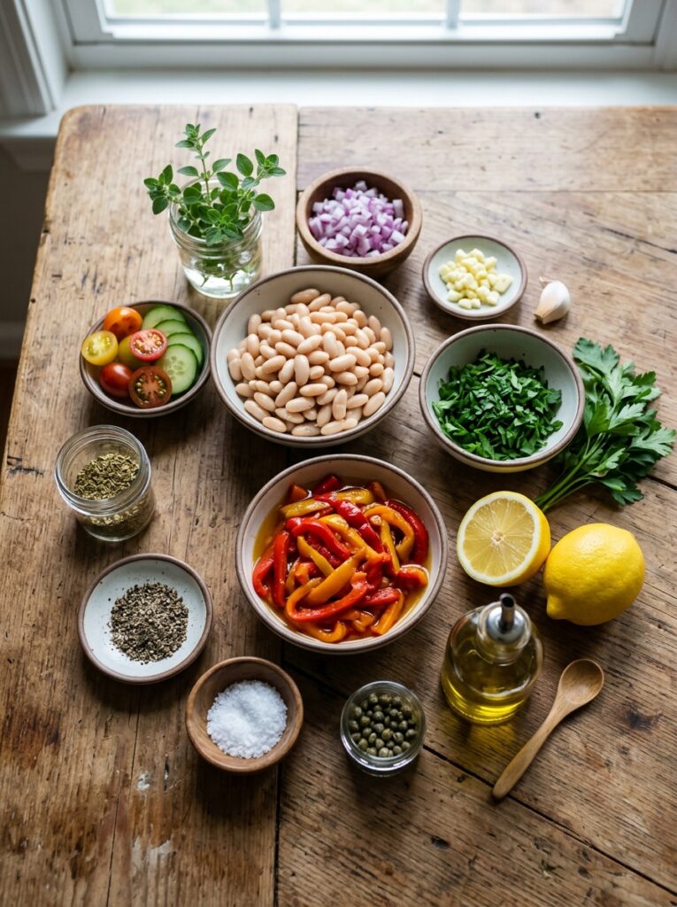 Mediterranean Roasted Pepper White Bean Salad Recipe 13 Ingredients for Mediterranean salad 202606021933