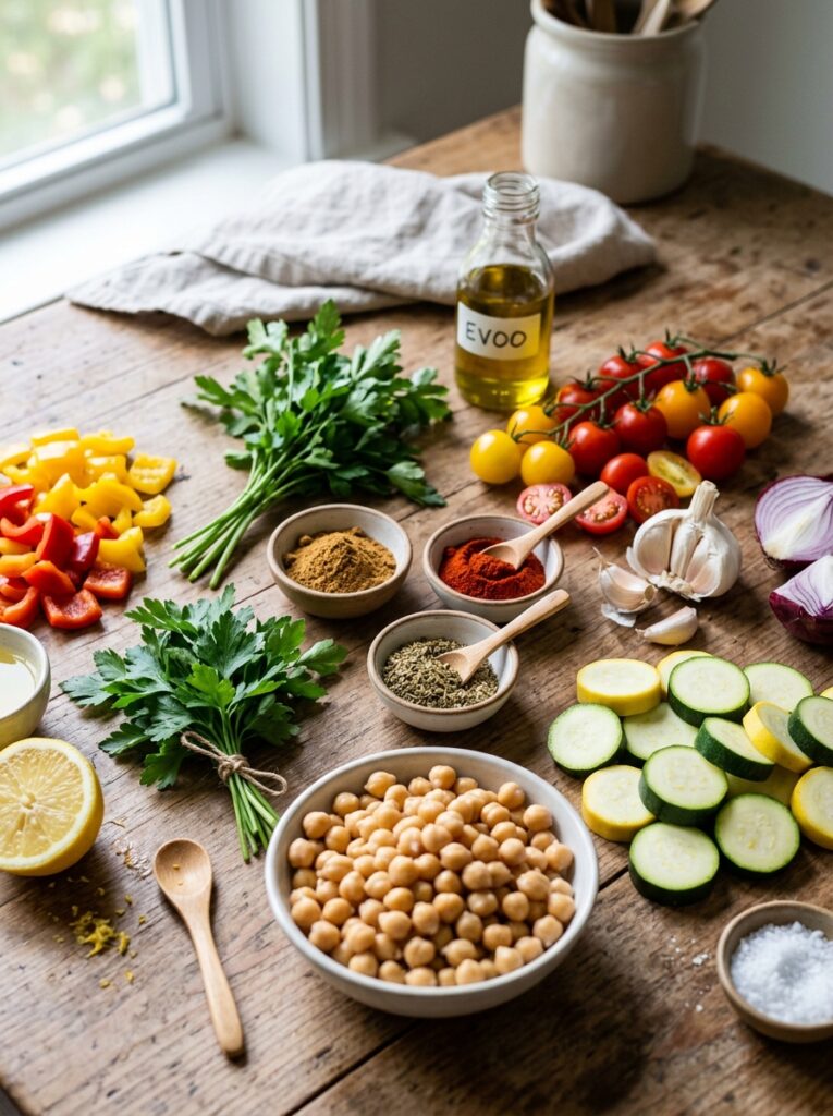 Mediterranean Chickpea and Zucchini Tomato Stew Recipe 13 Ingredients for Mediterranean st… 202605021636