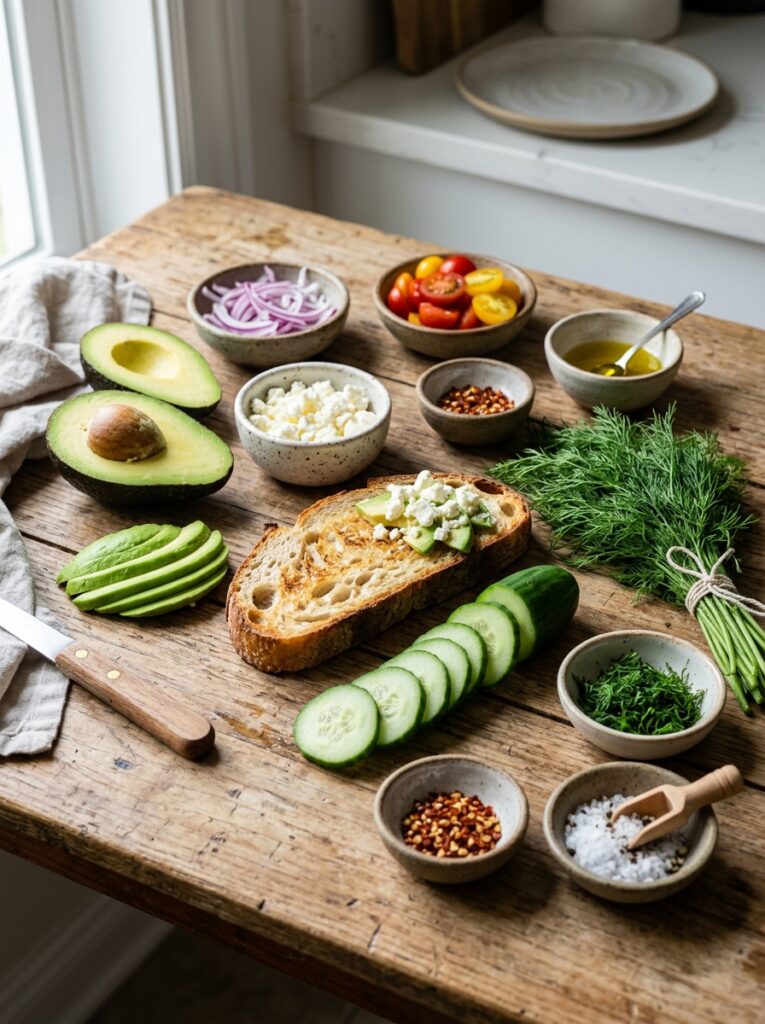 Ingredients for Mediterranean toast 202605121603