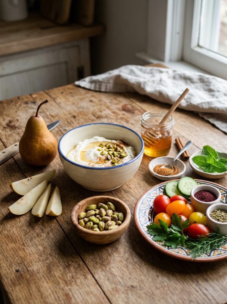 Mediterranean Pear Yogurt Bowl with Pistachios Recipe 13 Ingredients for Pear Yogurt Bowl 202605291446
