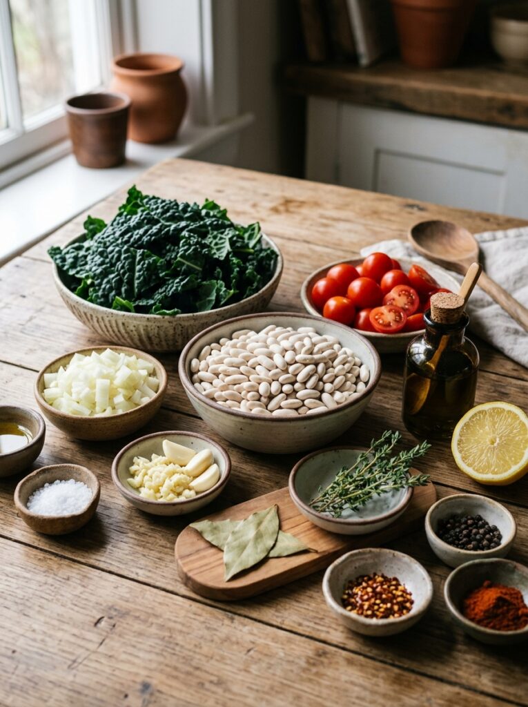 Ingredients for White Bean Kale 202605161437