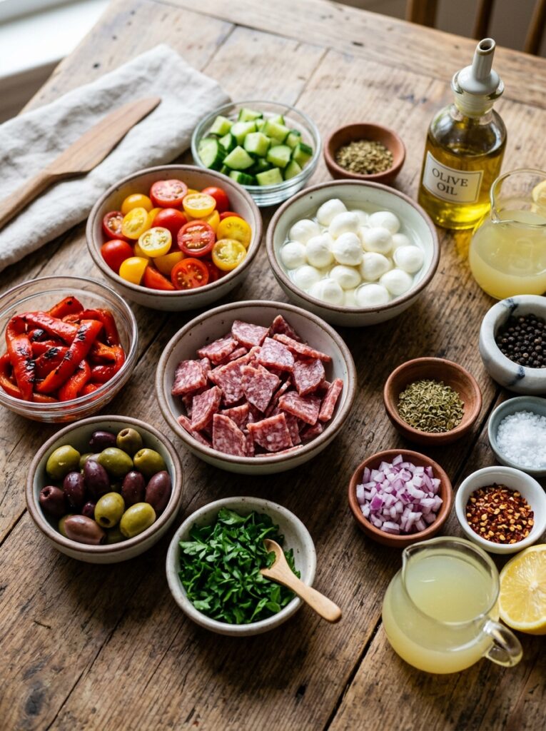 Mediterranean Antipasto Chopped Salad with Salami Recipe 13 Ingredients for antipasto salad 202605062227