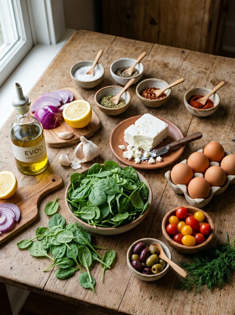 Mediterranean Baked Eggs with Artichokes Spinach and Feta Recipe 13 Ingredients for baked eggs recipe 202605101334
