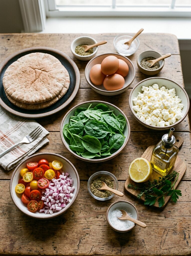 Ingredients for breakfast pita 202605161246