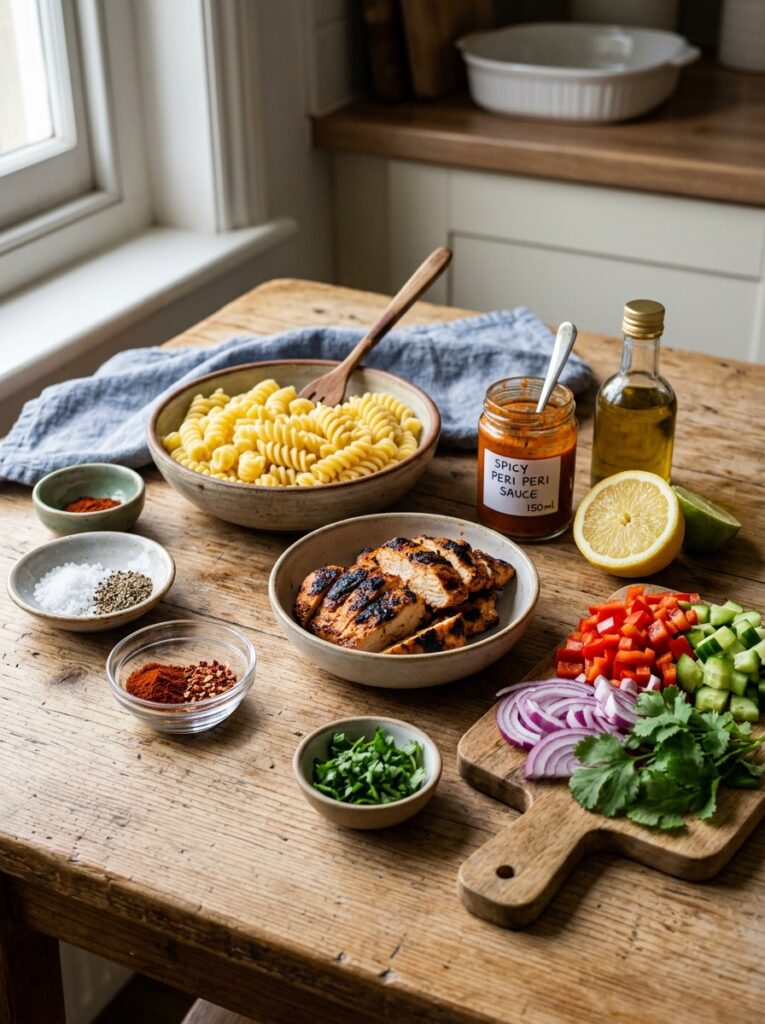 Spicy peri peri chicken pasta salad 13 Ingredients for chicken pasta salad 202606051725