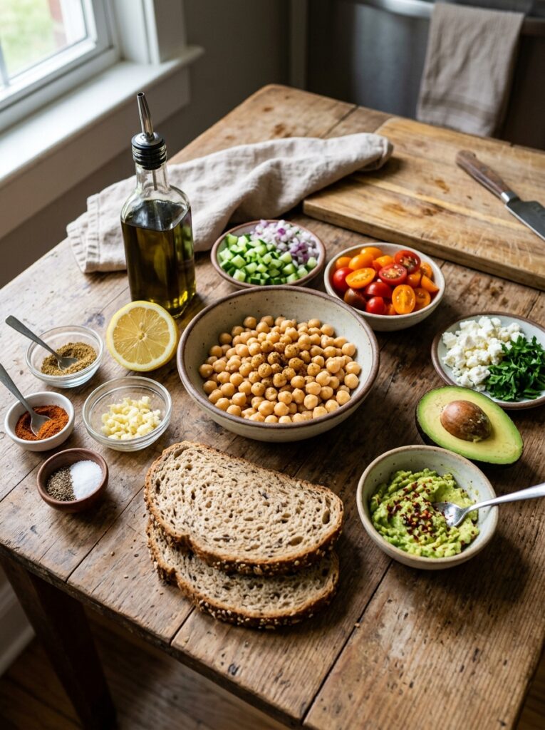 Easy Mediterranean Chickpea Avocado Toast for Beginners Recipe 13 Ingredients for chickpea avocado… 202605252119