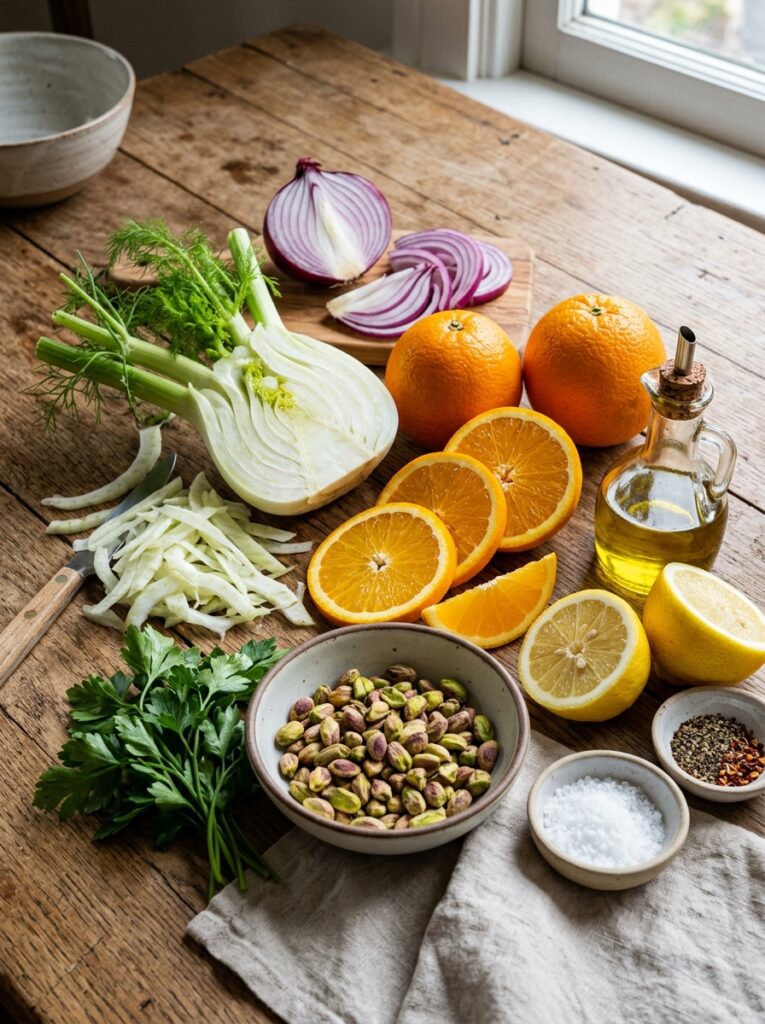 Mediterranean Shaved Fennel Orange Salad with Pistachios Recipe: A Fresh, Vibrant Dish 13 Ingredients for fennel orange salad 202605081244