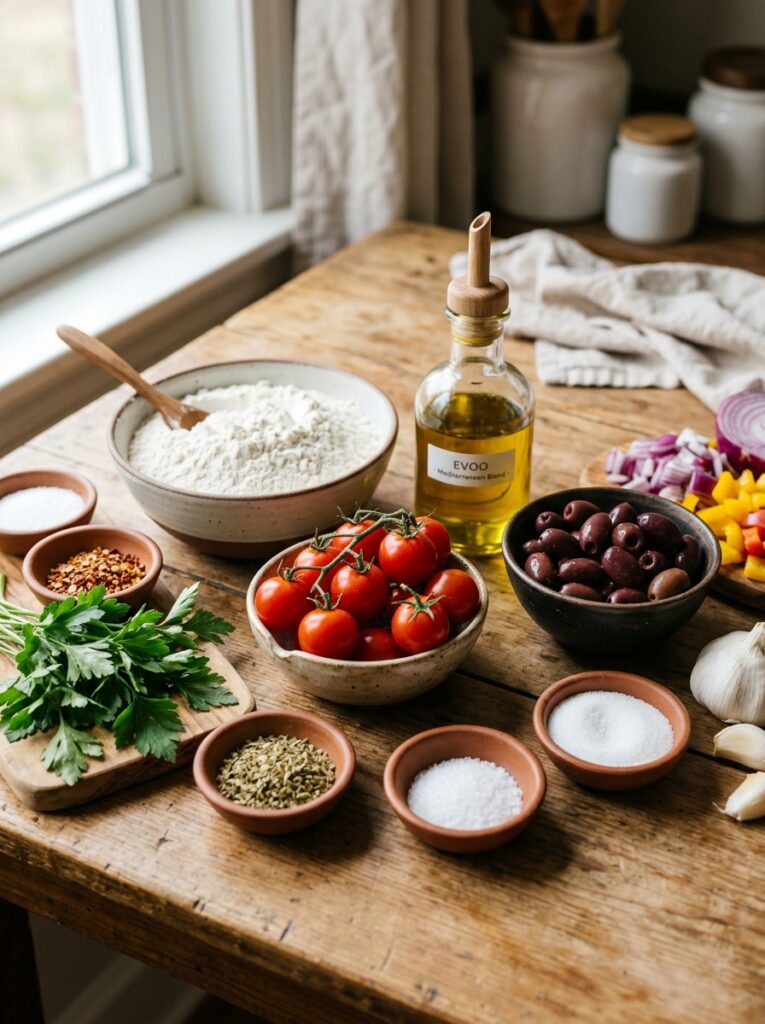 Ingredients for flatbread recipe 202605101330