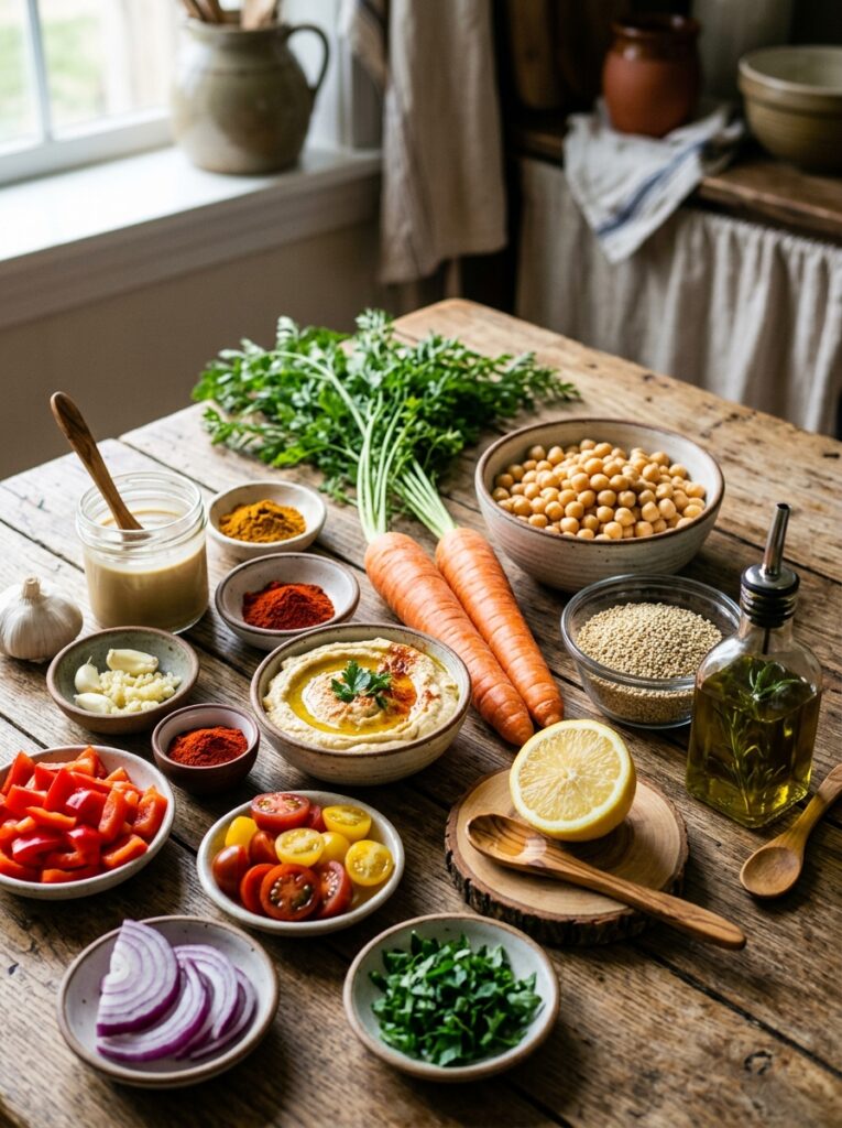 Ingredients for grain bowl recipe 202605161242