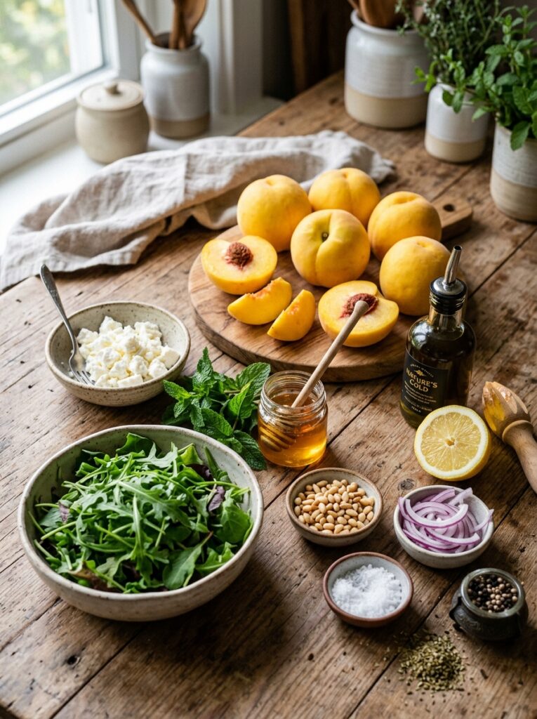Mediterranean Grilled Peach Salad with Feta and Mint Recipe 13 Ingredients for grilled peach salad 202605141119