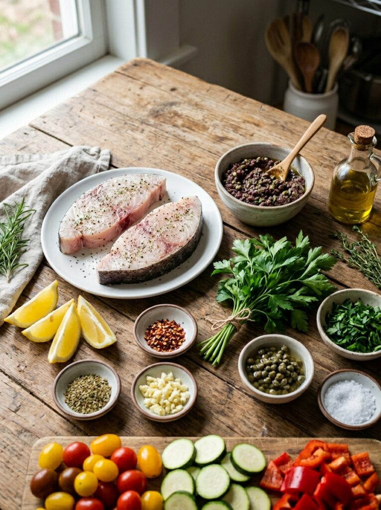 Mediterranean Grilled Swordfish with Olive Tapenade Recipe 13 Ingredients for grilled swordfis… 202605081204