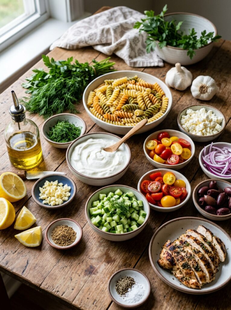 Creamy Tzatziki Dressing Gyro Pasta Salad: A Delicious and Healthy Recipe 13 Ingredients for gyro pasta salad 202606062016