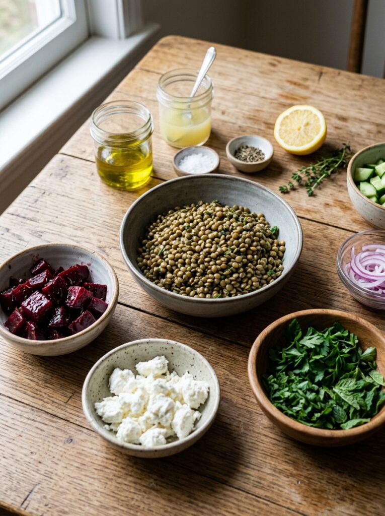 mediterranean lentil beet goat cheese salad recipe 13 Ingredients for lentil beet salad 202605231454