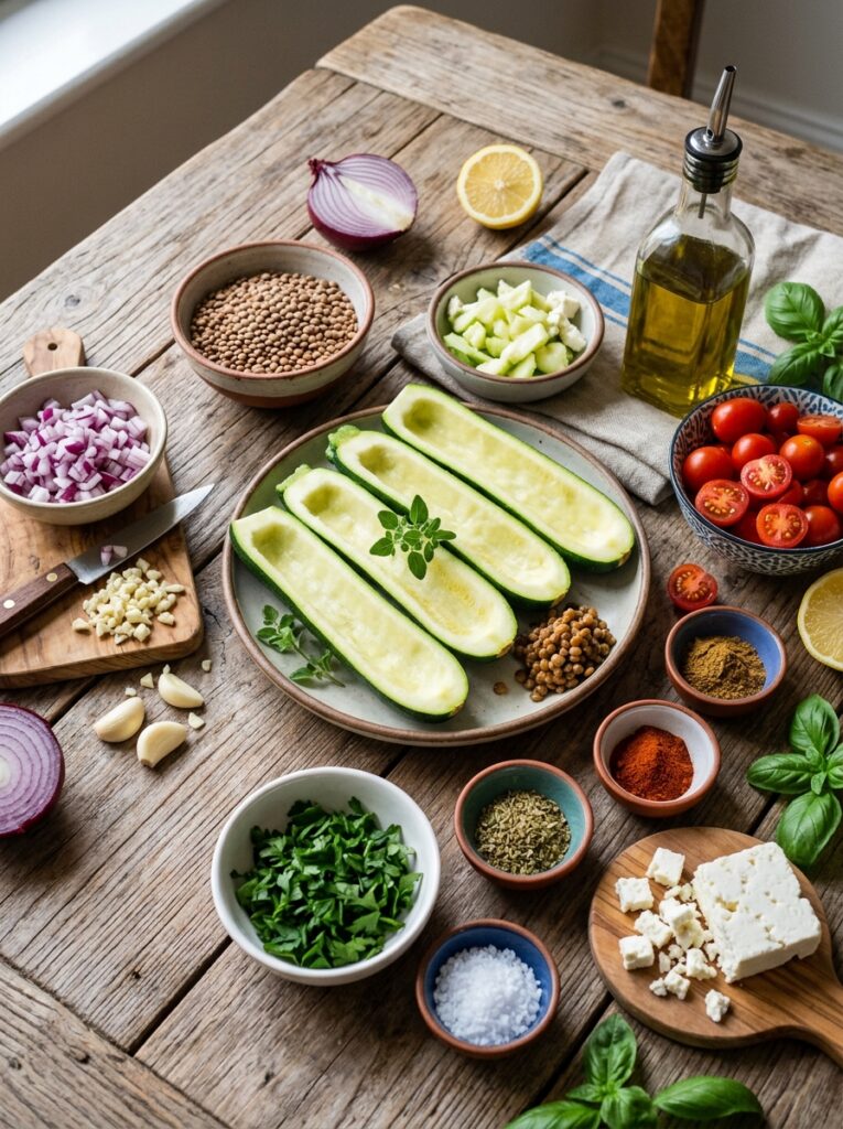 Mediterranean Lentil Stuffed Zucchini Boats Dinner Recipe: A Flavorful, Healthy Main Dish 13 Ingredients for lentil stuffed z… 202605111226