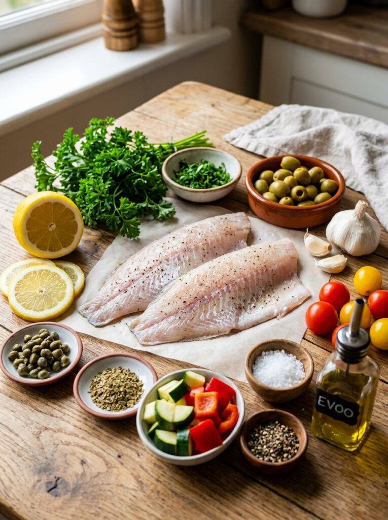 Mediterranean Baked Haddock with Lemon Parsley and Olives Recipe 13 Ingredients for mediterranean ba… 202605021658