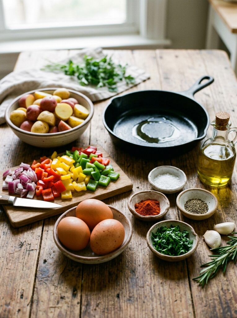 mediterranean breakfast skillet with potatoes peppers and eggs recipe 13 Ingredients for mediterranean br… 202605111201