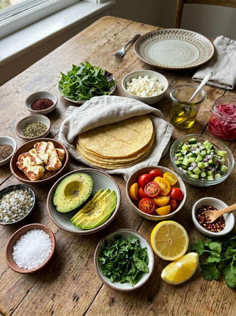 Mediterranean Breakfast Tacos with Halloumi and Avocado Recipe 13 Ingredients for mediterranean br… 202605211253