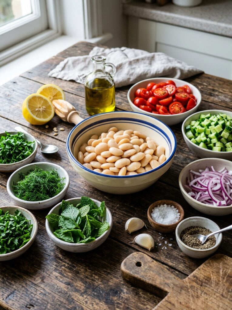 Mediterranean Butter Bean Herb Salad Recipe 13 Ingredients for mediterranean bu… 202605171659
