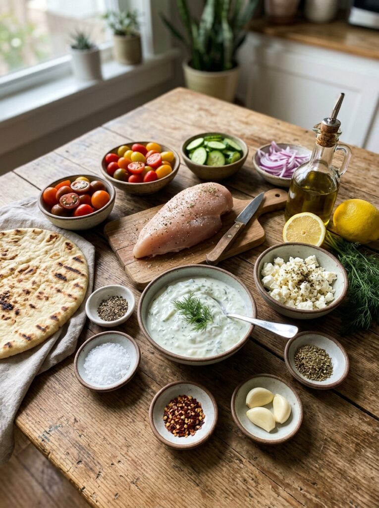 Mediterranean Chicken Tzatziki Flatbread Pizza Recipe 13 Ingredients for mediterranean ch… 202605101326