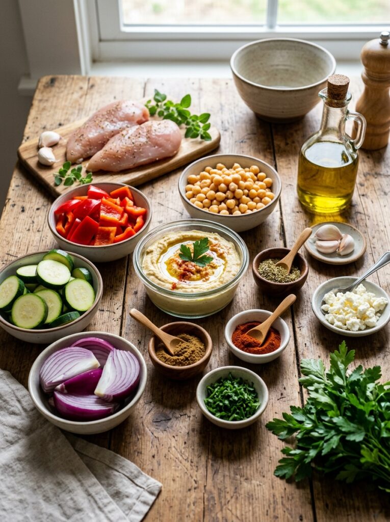 mediterranean chicken hummus bowls with roasted vegetables recipe 13 Ingredients for mediterranean ch… 202605121608 1