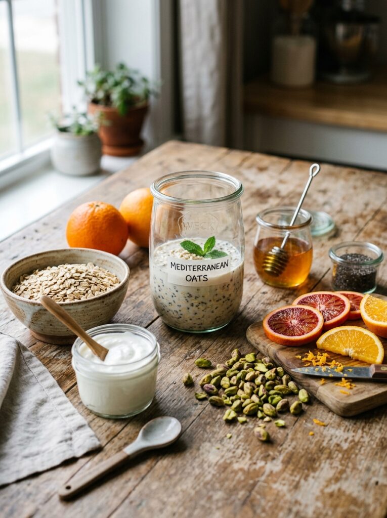 Mediterranean Orange Pistachio Overnight Oats Recipe 13 Ingredients for mediterranean oats 202605081253