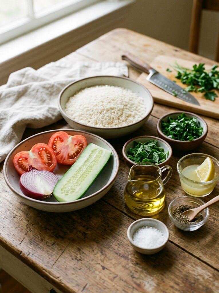 Mediterranean Rice Salad with Cucumbers Tomatoes and Herbs Recipe 13 Ingredients for mediterranean ri… 202605062246