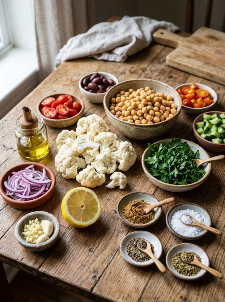 Mediterranean Cauliflower Chickpea Parsley Salad Recipe 13 Ingredients for mediterranean salad 202605142305