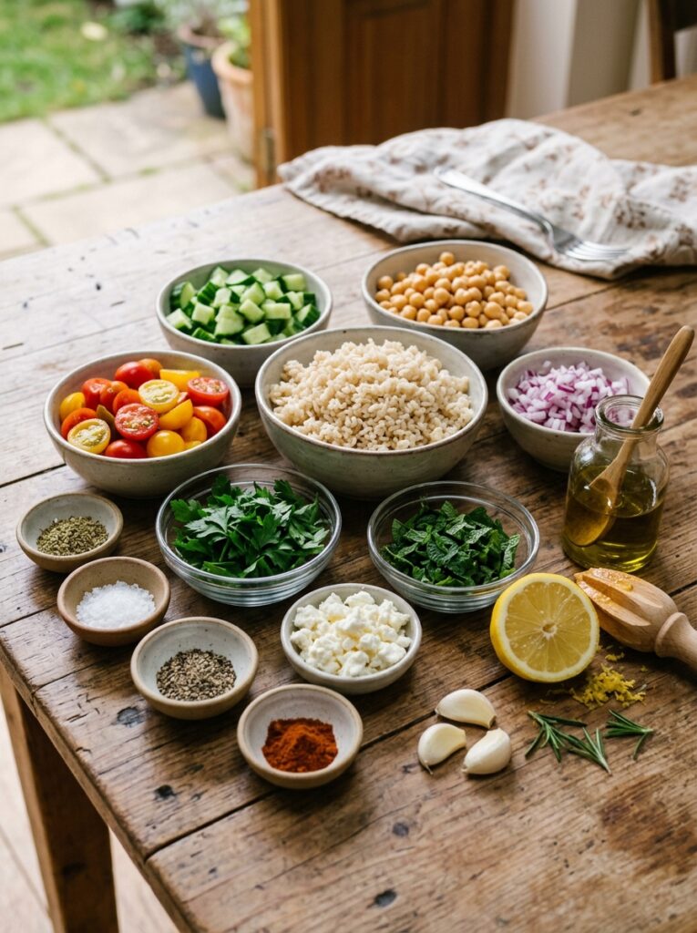 Mediterranean Brown Rice Chickpea Salad Recipe 13 Ingredients for mediterranean sa… 202605291456