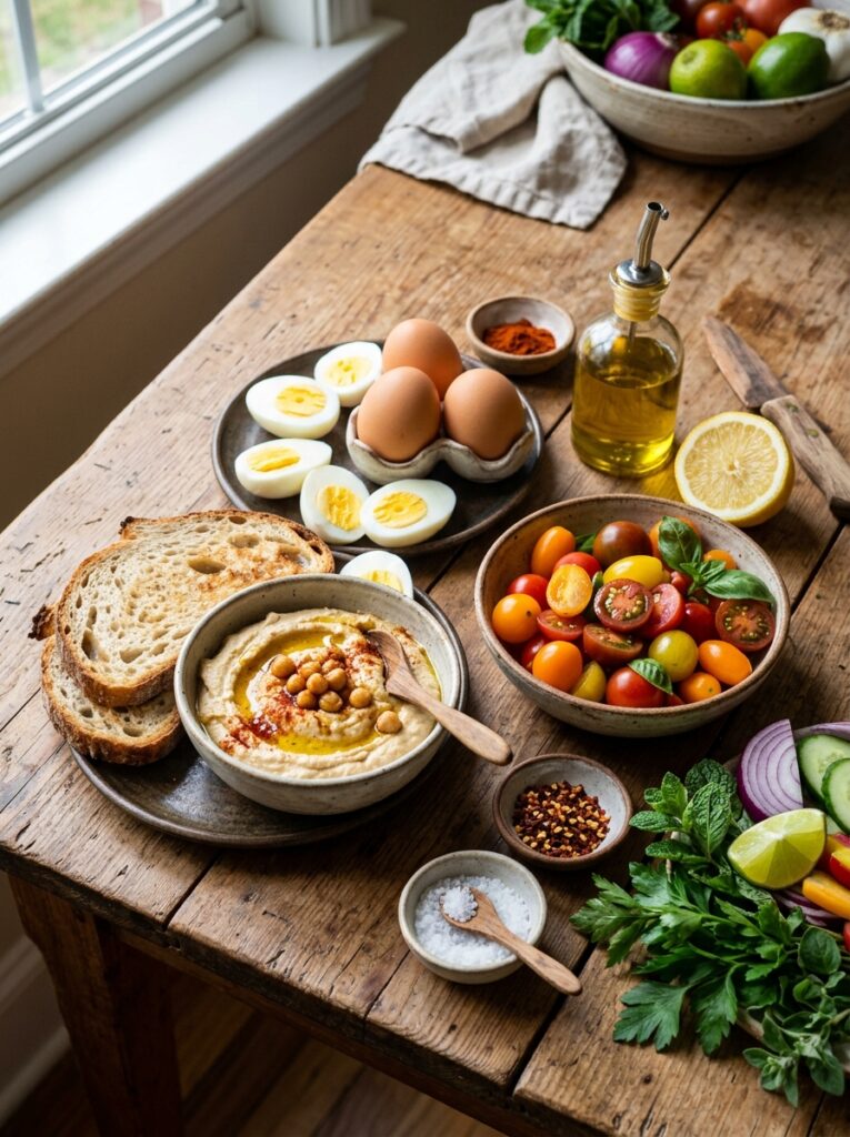 Mediterranean Egg and Hummus Toast with Cherry Tomatoes Recipe: A Flavorful Breakfast Idea 13 Ingredients for mediterranean toast 202605091909