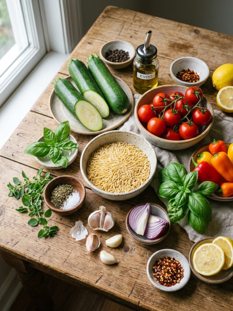 easy mediterranean zucchini tomato orzo recipe 13 Ingredients for mediterranean zu… 202605171644