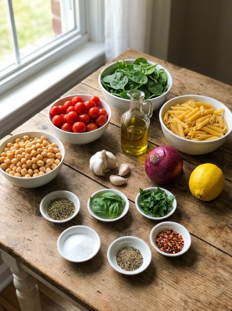 Mediterranean Chickpea Tomato Pasta with Spinach Recipe: A Complete Guide 13 Ingredients for pasta recipe 202605140000