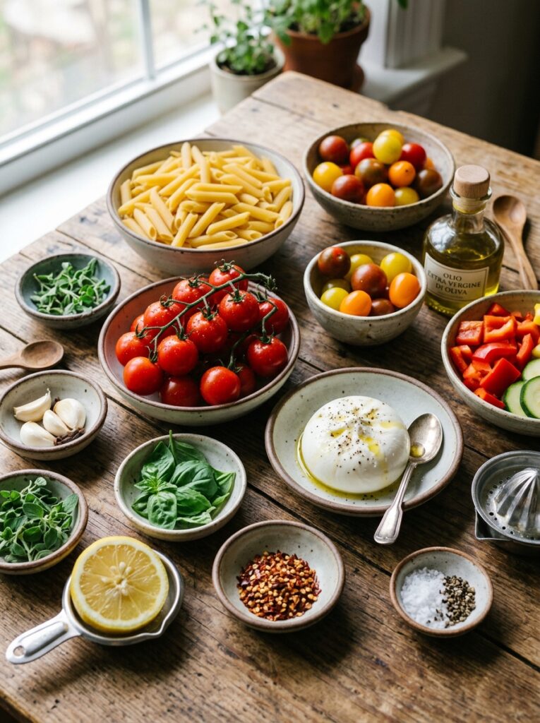 Mediterranean Roasted Tomato Burrata Pasta Recipe 13 Ingredients for pasta recipe 202605302002