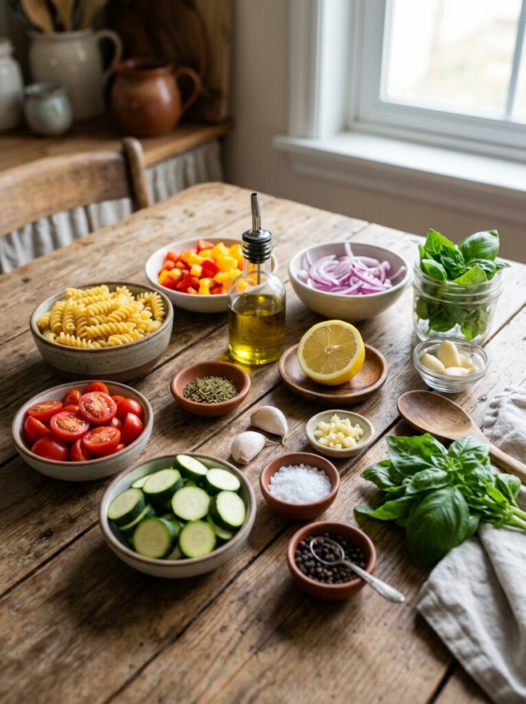 Mediterranean Grilled Veggie Pasta Salad with Basil Vinaigrette Recipe 13 Ingredients for pasta salad 202605311558