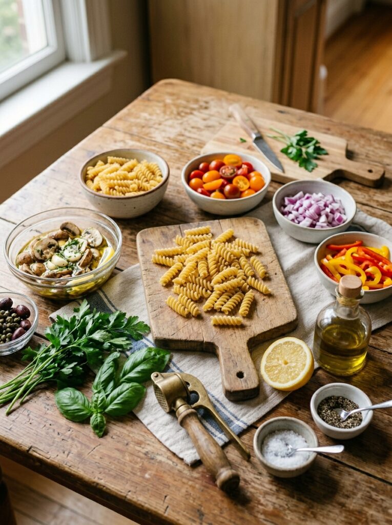 Garlic Herb Marinated Mushroom Pasta Salad 2 Ingredients for pasta salad 202606062010
