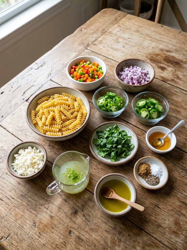 Spicy Jalapeño Lime Cilantro Pasta Salad 13 Ingredients for pasta salad arra… 202606062013