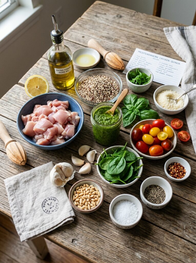 beginner mediterranean pesto chicken quinoa recipe 13 Ingredients for pesto chicken qu… 202605211228