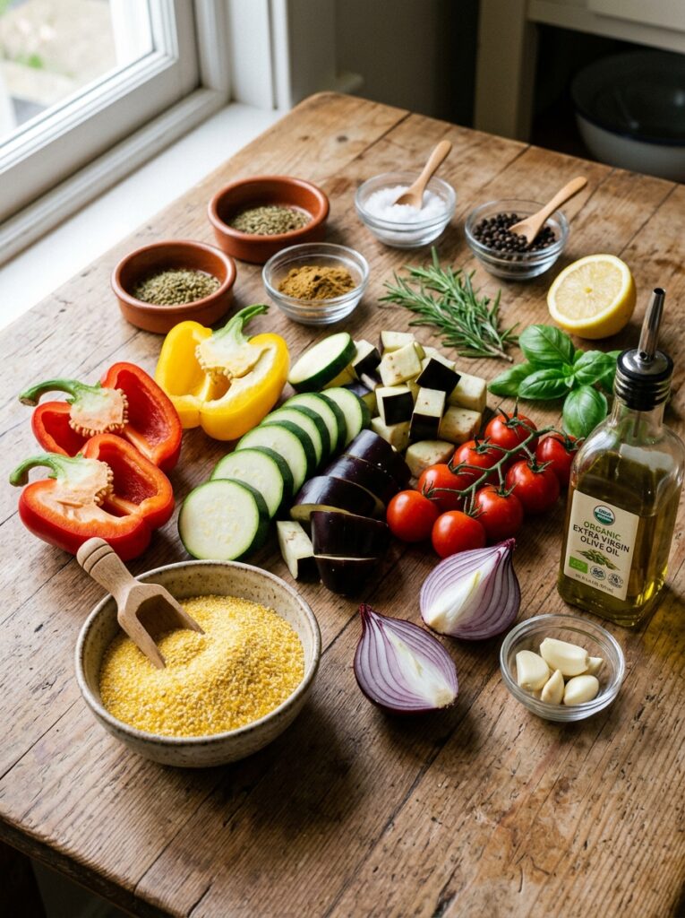 Mediterranean Roasted Vegetable Polenta Bowls Recipe 13 Ingredients for polenta bowls re… 202605091934