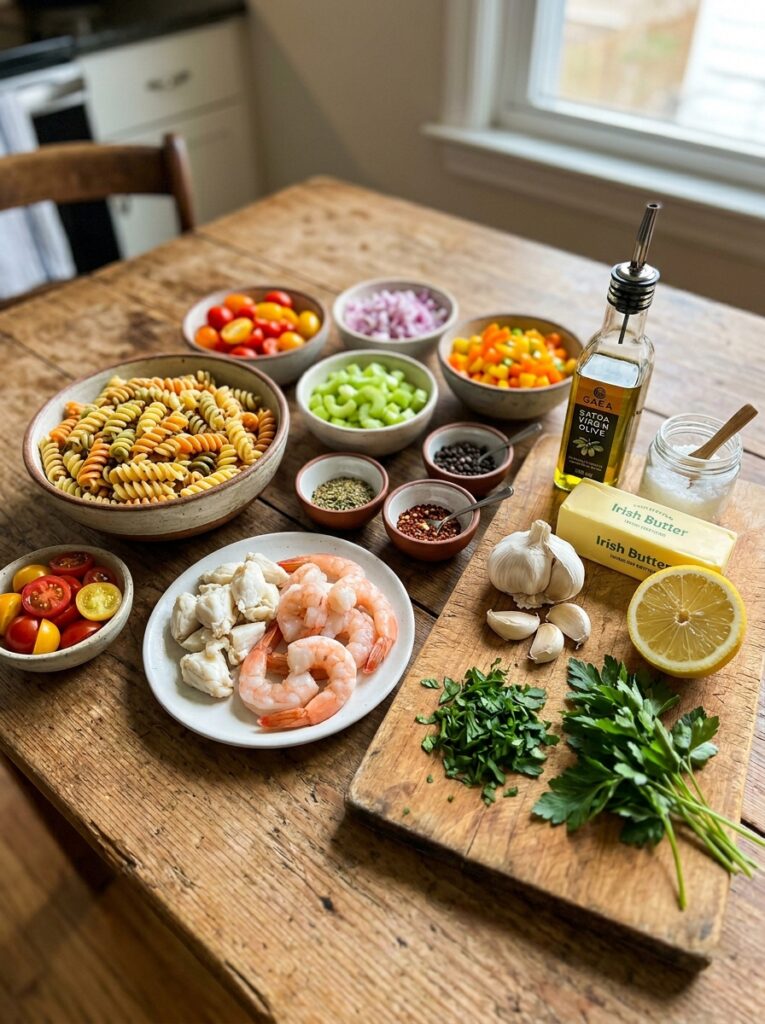 Garlic Butter Chilled Seafood Pasta Salad 13 Ingredients for seafood pasta salad 202606051735