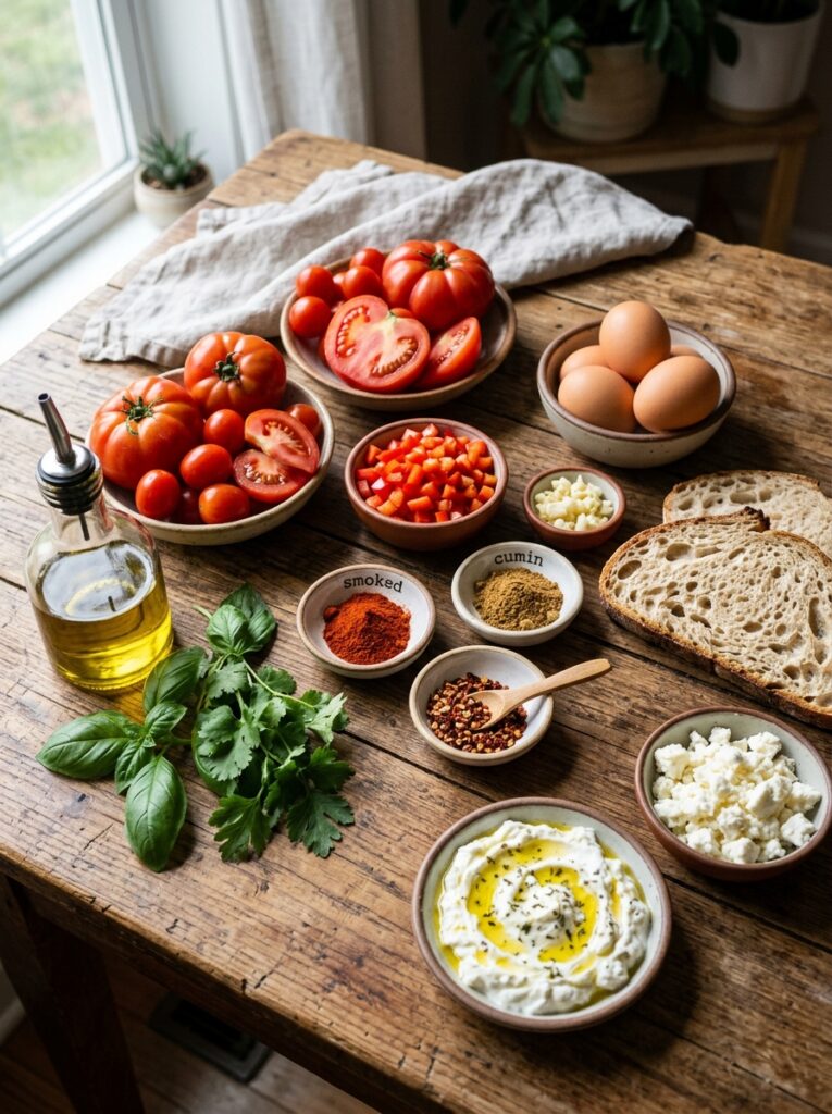 Ingredients for shakshuka toast … 202605231443