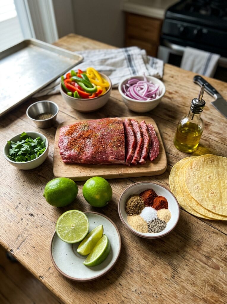 Sheet pan steak fajitas lime 13 Ingredients for sheet pan fajitas 202606121425