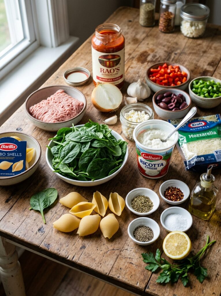 Mediterranean Turkey and Spinach Stuffed Shells Recipe 13 Ingredients for stuffed shells r… 202605301946