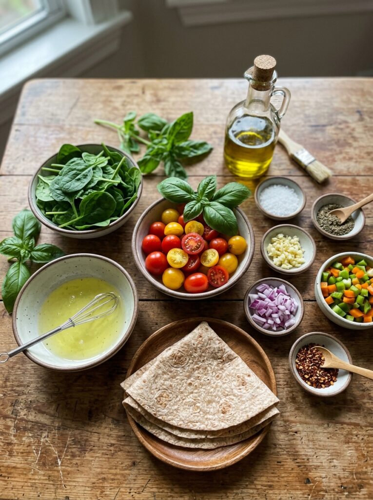 Ingredients for tomato basil wrap 202605311614