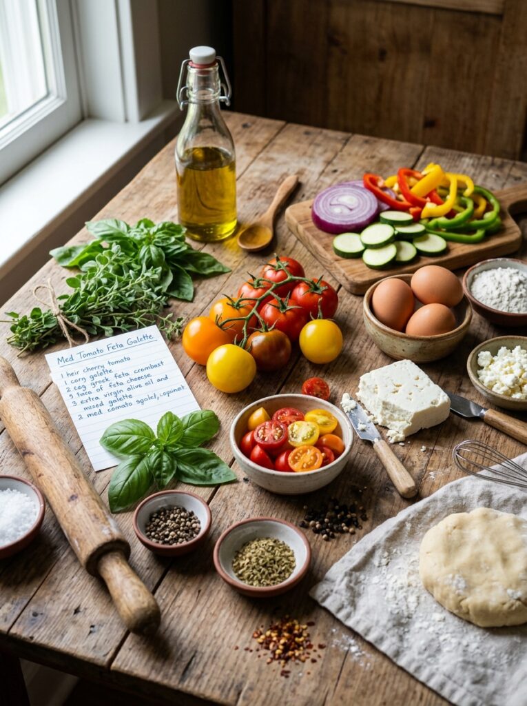 Ingredients for tomato feta galette 202605081213