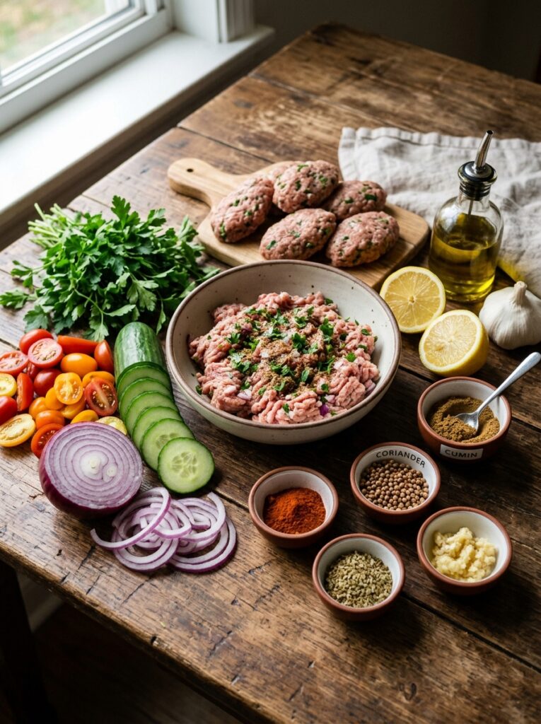 Mediterranean Grilled Turkey Kofta Bowls with Cucumber Salad Recipe 13 Ingredients for turkey kofta bowls 202605091838