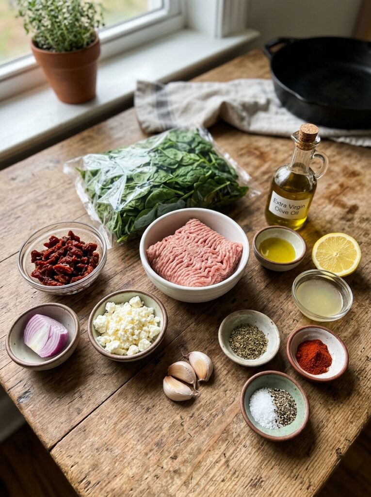 easy mediterranean turkey spinach skillet recipe 13 Ingredients for turkey spinach s… 202605142252