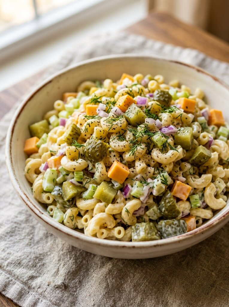 Tangy dill pickle cubed cheese macaroni salad: A Creamy, Crunchy, Refreshing Classic 12 Macaroni salad with dill pickles 202606041715